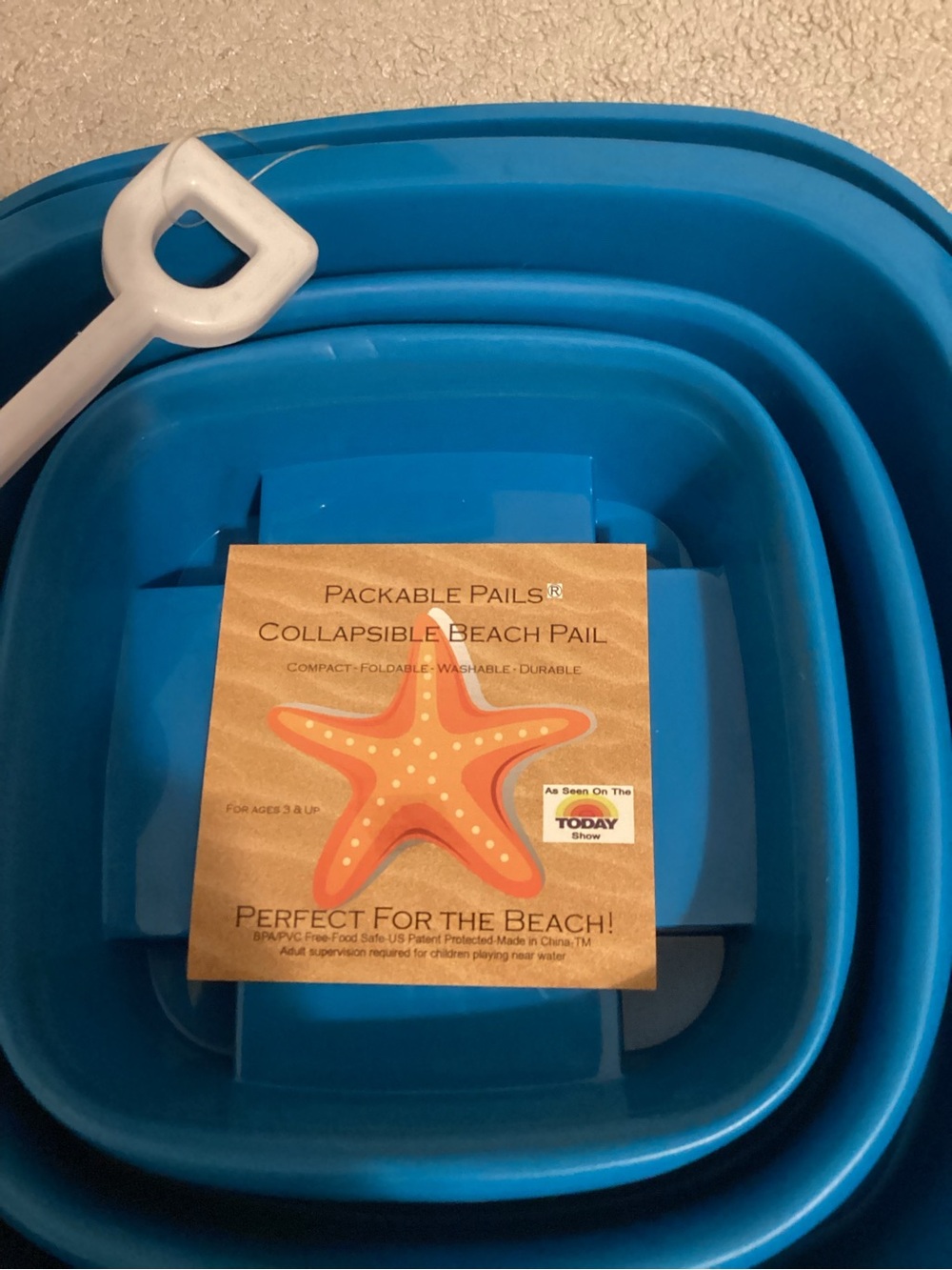 Brand New Packable Pails Collapsible Beach Pail - Blue